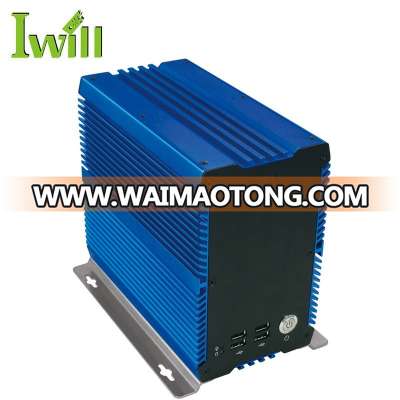 Wide voltage 9~36V DC input 1037U industrial fanless mini pc RS232/422/485 COM with 2 PCI for vending machine