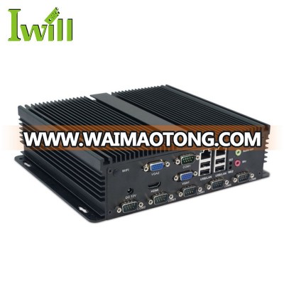 Fanless computer IBOX-207 embedded IPC 1037U dual core 10 COM RS232 with dual VGA port